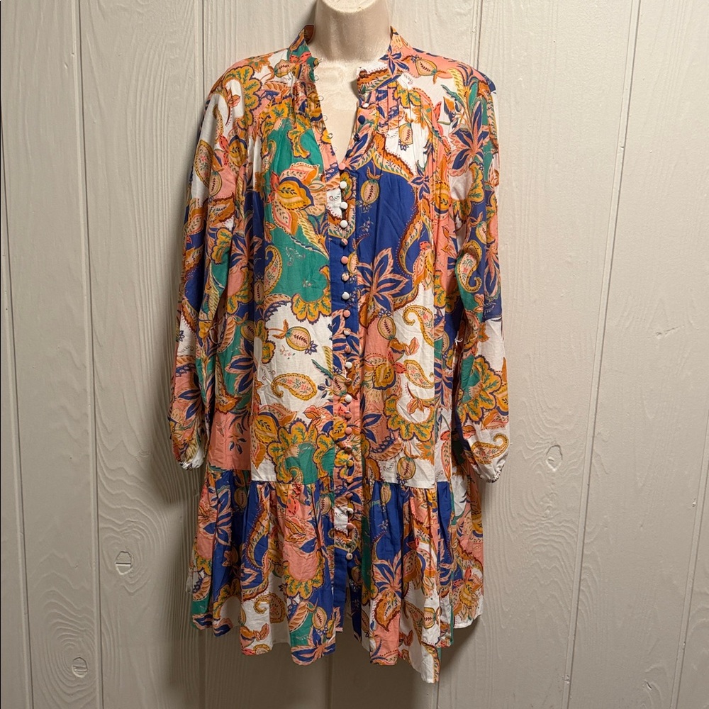 Antonio Melani Brynn Mock Neck Long Sleeve Retro Floral Print Dress SIZE 4 - Picture 6 of 14